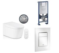 GROHE Sensia WC Lavant Suspendu, Blanc Alpin, 36507SH0 + GROHE Rapid SLX Bâti-Support pour WC 39599000 + Plaque de commande Skate Cosmopolitan S, 37535SH0