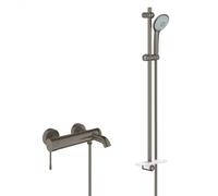 Grohe - Set bain/douche Mitigeur Essence + Ensemble de douche complet 3 jets Euphoria, Hard Graphite brossé (33624AL1-SET)