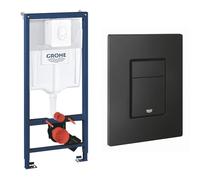 GROHE Set pour WC suspendu bâti-support 1,13 M, supports muraux avec plaque & Plaque de commande double boutons WC pour toilette suspendu, double boutons WC interrompables, pour soupage
