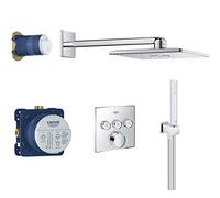 GROHE SmartControl, Ensemble de douche encastré 3 sorties, Douche de tête Rainshower SmartActive 310 Cube, Douchette Euphoria Cube, Flexible 1,5m, Chrome, 34712000