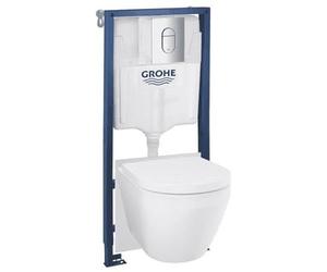 GROHE Solido Euro Ceramic Ensemble WC 5-en-1, 1,13 m, Chrome, 102517SH00 | Bâti Solido, WC suspendu, réservoir GD 2, abattant