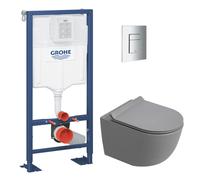 Grohe - Solido pack WC bâti autoportant + WC suspendu sans bride Ceramia PixL avec abattant SoftClose + plaque (GRCEPXGRMT02FR-FS)