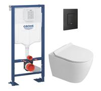 Grohe - Solido pack WC bâti-support autoportant + WC suspendu Ceramia PixL + abattant SoftClose + plaque noir (GRCEPXWT03-FR)