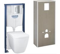 Grohe - Solido pack WC suspendu + cuvette sans bride + plaque de commande chromée, isolant et habillage à carreler (G36535000)