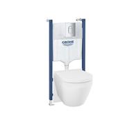 Grohe Solido - Set bâti-support, cuvette Euro Ceramic, abattant SoftClose, plaque de déclenchement Arena Cosmopolitan, Triple Vortex, chrome 102517SH00