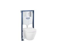 Grohe Solido - Set bâti-support, cuvette Euro Ceramic, abattant SoftClose, plaque de déclenchement Arena Cosmopolitan, Triple Vortex, chrome 102514SH00