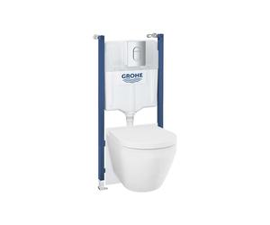 Grohe Solido - Set bâti-support, cuvette Euro Ceramic, abattant SoftClose, plaque de déclenchement Arena Cosmopolitan, Triple Vortex, chrome 102517SH00