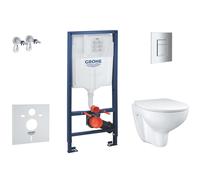 Grohe Solido - Set d’installation murale, toilettes et siège Bau Ceramic Slim, softclose, bouton Even, chrome SANI15BB1101