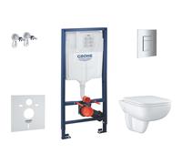 Grohe Solido - Set d’installation murale, toilettes et siège Start Edge Ceramic, softclose, bouton Even, chrome SANI15BB1103