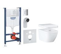 Grohe Solido - Set de bâti-support avec accessoires, cuvette Euro Ceramic et abattant softclose, plaque de déclenchement Skate Cosmopolitan, chrome 39891000
