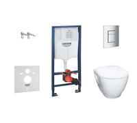 Grohe Solido - Set de bâti-support, cuvette Bau Ceramic avec l'abattant softclose, plaque de déclenchement Skate Cosmopolitan, chrome 38528SET-KH