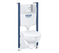 Grohe Solido - Set de bâti-support, cuvette Bau Ceramic et abattant Slim softclose, plaque de déclenchement Sail, chrome / blanc 39900000