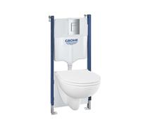 Grohe Solido - Set de bâti-support, cuvette Bau Ceramic et abattant Softclose Slim, plaque de déclenchement Even, chrome 112954SH00