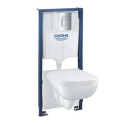 Grohe Solido - Set de bâti-support, cuvette Edge Ceramic et abattant softclose, plaque de déclenchement Even, chrome 39817000