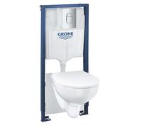 Grohe Solido - Set de bâti-support, cuvette Euro Ceramic et abattant softclose, plaque de déclenchement Arena Cosmopolitan, chrome 39902000