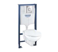 Grohe Solido - Set pour WC suspendu + cuvette et abattant softclose Bau Ceramic, plaque de déclenchement Sail, chrome 39499000