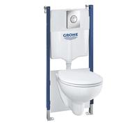 Grohe Solido - Set pour WC suspendu + cuvette et abattant softclose Bau Ceramic, rimless, plaque de déclenchement Sail, chrome 39415000