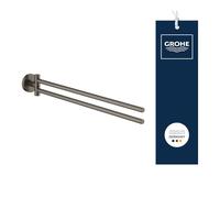 GROHE Start Barre Porte-Serviettes Pivotante à 2 Bras (Métal, Fixation Murale Cachée, Vis et Chevilles Incluses, Installation Facile, 439 mm), Anthracite Brossé Hard Graphite, 41183AL0