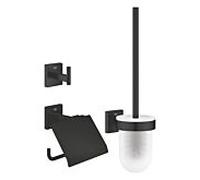 Grohe QuickFix Start Cube - Set d'accessoires de toilette 3 en 1, noir mat 411232430