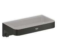 GROHE Start Cube, panier de douche adhésif, sans perçage | Tablette de douche à coller ou à percer, fixation invisible, vis et chevilles incluses, sans colle (noir mat, 411072430)