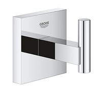 GROHE Start Cube Patère Murale pour Salle de Bain, Fixations Cachées, Platine de Fixation Incluse, Métal, A coller QuickGlue ou à visser, Chromé, 40961000