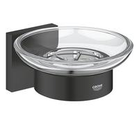 GROHE Start Cube Porte Savon avec Support pour Salle de Bain, Fixations Cachées, A Coller avec GROHE QuickGlue ou à Visser, Noir Mat, 410962430