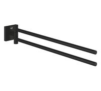GROHE Start Cube, porte-serviette 2 bras, pivotant, 44cm | Barres porte-serviette de 44cm, fixation murale invisible, vis et chevilles incluses (noir mat, 409762430)