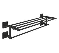 GROHE Start Cube Rack Porte-Serviettes pour Salle de Bain, 600 mm, Fixations Cachées avec Vis Incluses, Métal, Noir Mat, 410992430