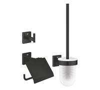 Grohe QuickFix Start Cube - Set d'accessoires de toilette 3 en 1, noir mat 411232430