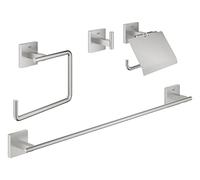 Grohe QuickFix Start Cube - Set d'accessoires de salle de bain 4 en 1, supersteel 41115DC0