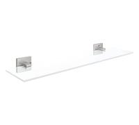 GROHE Start Cube Tablette en Verre, Etagère de Salle de Bain, Fixations Cachées, 53 cm, A Coller QuickGlue ou à Visser, Supersteel, 41109DC0