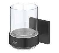 GROHE Verre Start Cube 410972430 avec support, fixations cachées, à coller ou à visser, noir mat