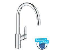 GROHE Robinet de cuisine Start Curve 30562000 - Bec extractible haut en C, rotation 360°, chrome