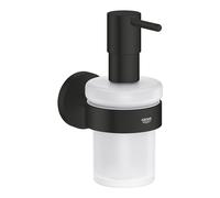 GROHE Start Distributeur de Savon avec Support, 160ml, Convient aux Supports Start et Start Cube, A Coller avec GROHE QuickGlue ou à Visser, Noir Mat, 411952430