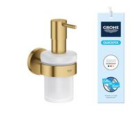 GROHE Start Distributeur de Savon avec Support Mural (Verre et Métal, Capacité 160 ML, Fixation Murale Cachée, Doré Brossé Cool Sunrise, 41195GN0