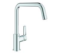 GROHE Start, mitigeur cuisine, orientable à 150°, bec haut, haute pression | Robinet de cuisine, limiteur de débit, montage sur évier sans outil (chrome, 30470000)