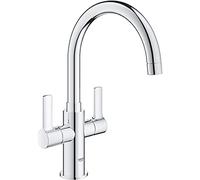 GROHE Start, mitigeur de cuisine avec bec haut, mélangeur à 2 poignées | Robinet de cuisine, montage facile sans outil, circuit d'eau sans plomb, cartouche céramique de qualité (chrome, 30481000)