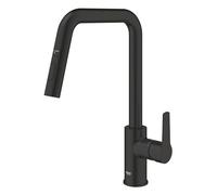 GROHE Start Mitigeur Monocommande Evier, Mitigeur Cuisine, Bec Haut, Douchette Extractible, Inverseur 2 jets (Laminaire/Pluie), Rotation 360°, Installation Facile, Noir Mat, 306312430