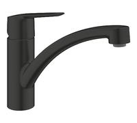 GROHE Start Mitigeur Monocommande Evier, Robinet de Cuisine, Bec Bas, Rotation 140°, Mousseur avec Fente, Noir Mat, 324412432