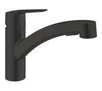 GROHE Start Mitigeur Monocommande Evier, Robinet de Cuisine (Douchette Extractible, Bec Bas, Rotation 90°, Installation Facile avec GROHE QuickMount), Taille 185 mm, Noir Mat, 305312431