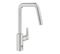 Grohe QuickFix Start - Mitigeur d’évier avec douchette extractible, alimentation par pile, supersteel 101243DC00