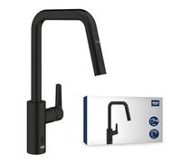 GROHE Start QuickFix Mitigeur monocommande Evier pour cuisine Hybride 2-en-1 ouverture manuelle et fonctionnement sans contact (Bec Haut, Rotation 150°), Noir Mat, 1012432430