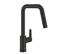 Grohe Start robinet de cuisine 306312430 noir mat, bec haut, douchette extractible à double rinçage