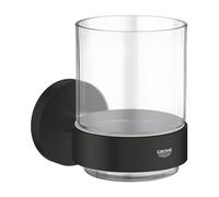 GROHE Verre avec support Start 411942430, fixations cachées, à coller ou à visser, noir mat