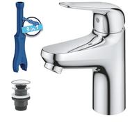 GROHE Mitigeur de lavabo sur pied Swift 24323001 StarLight Chrome – Push‑Open, ouverture sur froid