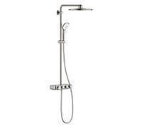 Grohe système de douche 26507DC0 supersteel, avec thermostat AP, bras de douche pivotant 45cm