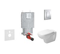 Grohe Uniset - Ensemble bâti-support, cuvette de toilette et siège D-Code, Rimless, SoftClose, plaque Skate Cosmo, chrome 38643SET-KK