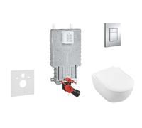 Grohe Uniset - Ensemble bâti-support, cuvette de toilette et siège Subway 2.0, DirectFlush, SoftClose, CeramicPlus et plaque Skate Cosmo, chrome 38643SET-KI