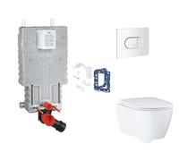 Grohe Uniset - Set bâti-support, cuvette, abattant SoftClose et plaque de déclenchement Arena Cosmopolitan et kit pour insertion de tablette, blanc alpin SANI15BB3128