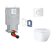 Grohe Uniset - Set bâti-support, cuvette, abattant SoftClose et plaque de déclenchement Arena Cosmopolitan et kit pour insertion de tablette, Triple Vortex, blanc alpin SANI15BB3122